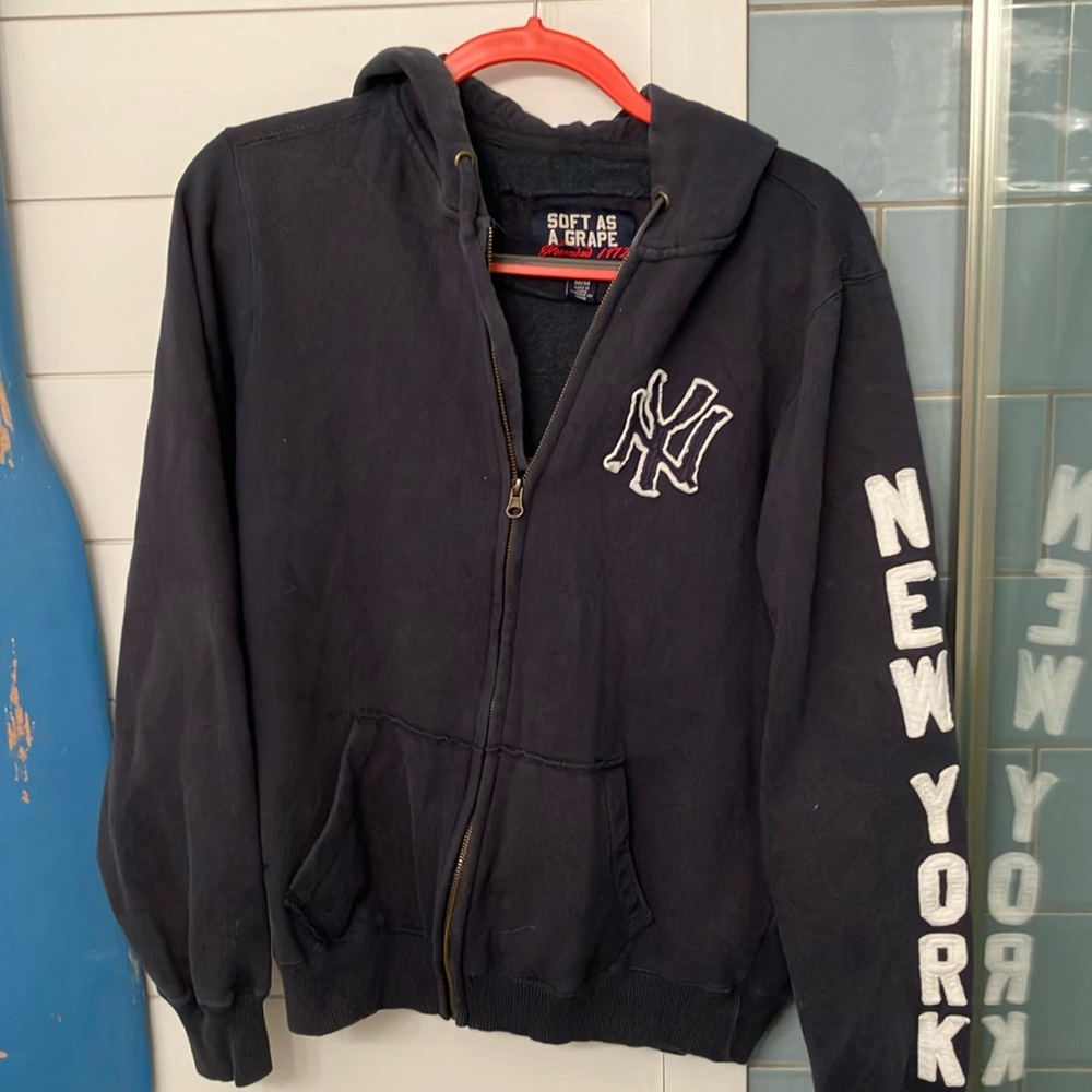 Soft as a Grape NYY full zip hoodie with stitched logo and arm lettering